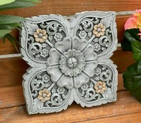 Frostfeste Steinfigur Wandrelief Mandala BlüTe 16 Cm Gartenfigur Steinguss