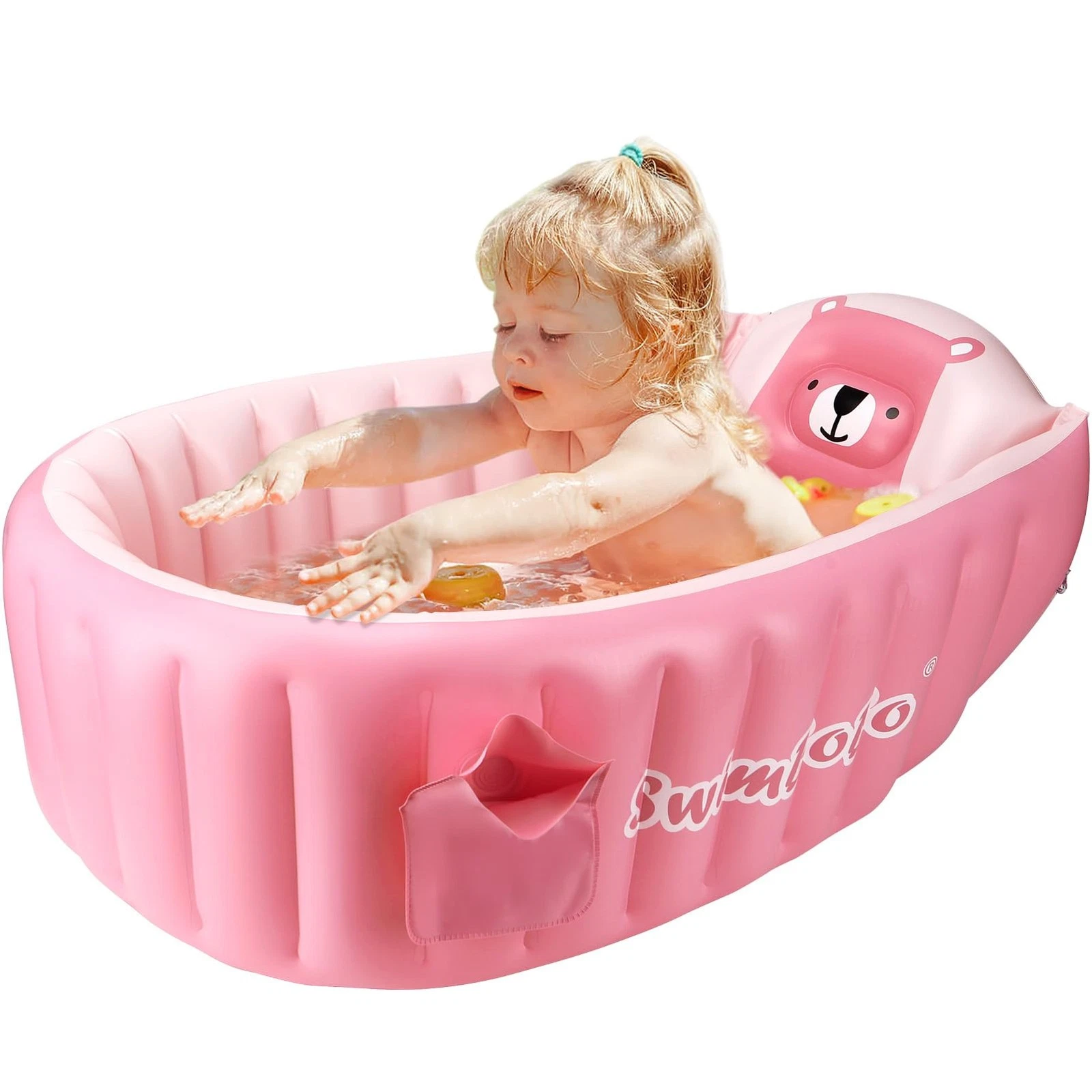 Inflatable Baby Bathtub Infant Anti-Slip Bath Seat Pool with Air Pump Travel ...