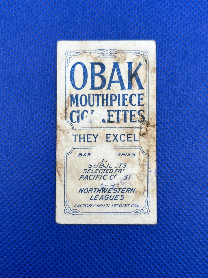 1909 - 1911 T212 Obak Delhi Los Angeles PCL BLUE BACK Baseball Card | eBay