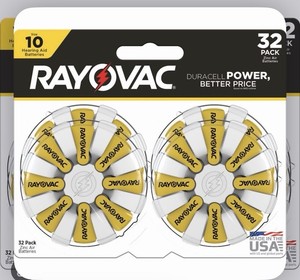 4 Sets Rayovac Size 10 Yellow Zinc-Air Hearing Aid Batteries 32 Pack 1.45V 10-32