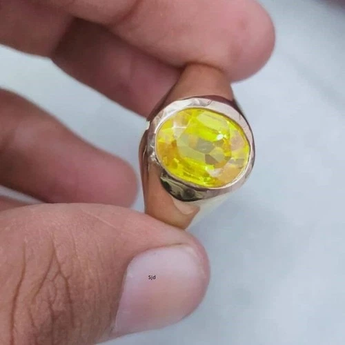 925 Sterling Silver Certified Natural Yellow Sapphire Handmade Ring Gift For Her