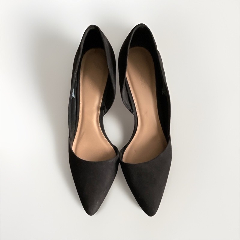 Old Navy D'Orsay Stiletto Heels Black Faux Suede Pointed Toe Women's Size 8