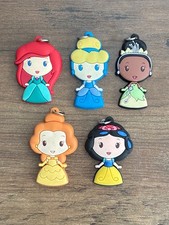 Disney Princess SET 5 Jewelry Silicone CHARMS Clips Necklace Belle Ariel Tiana