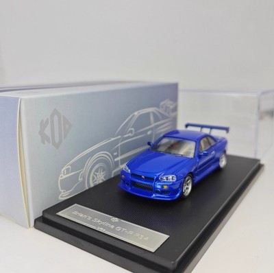 KOD 1/64 Scale GT-R R34 C-West Blue Diecast Car Model Gift Toy