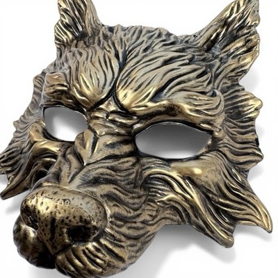 Wolf Mask Gold Plastic Costume Accessory   Adult Size NWT KBW