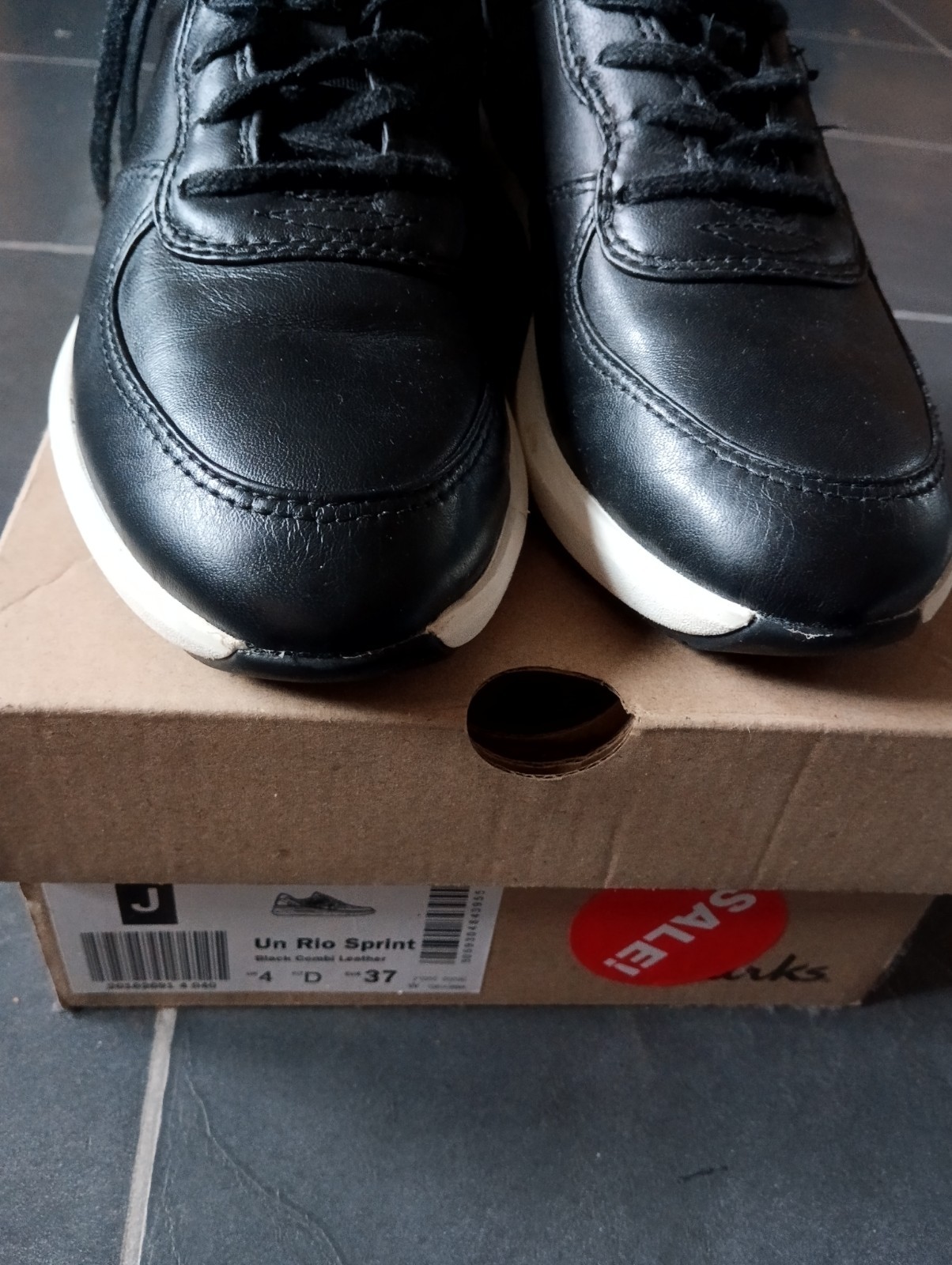 CLARKS UN RIO SPRINT LADIES BLACK LEATHER LACE UP TRAINERS UK Size 4D EUR 37 image 5
