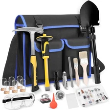 25 PCS Geology Rock Pick Equipment Kit, 28 oz. Rock Pick Hammer with 12" Maso...