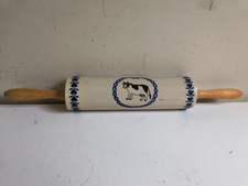 Vintage Farmhouse Stoneware Rolling Pin Blue ...