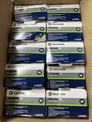 Halyard 41659 Medium Sterling SG Nitrile Exam Gloves 2500, See Full Description