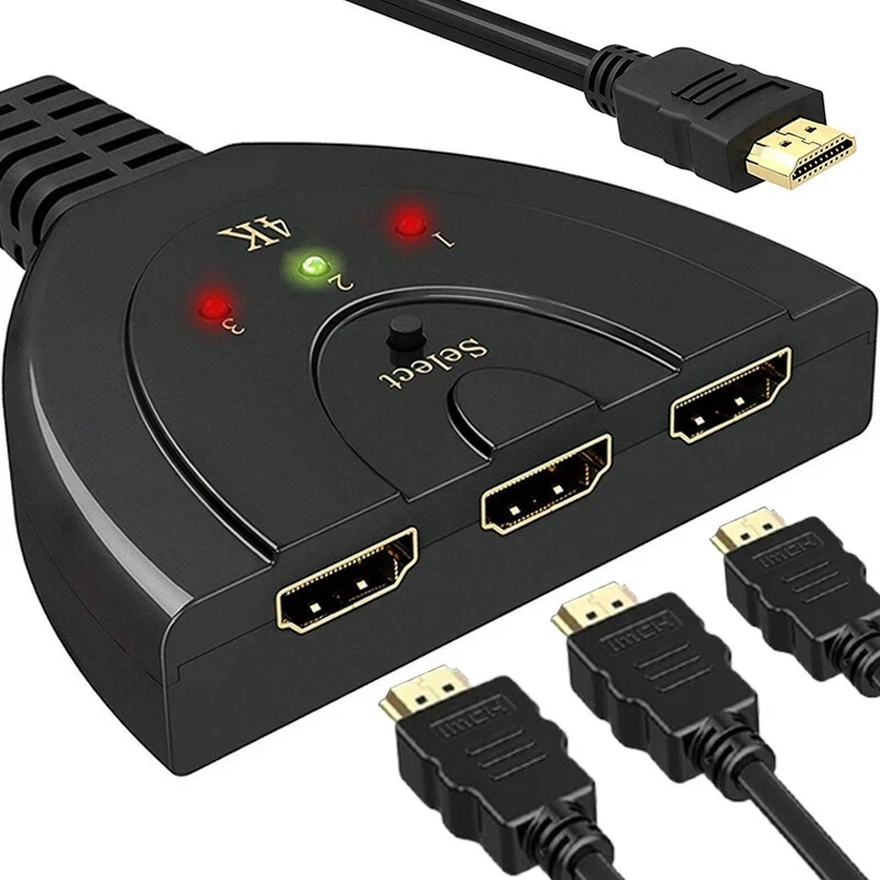 HDMI Splitter 3 in 1 HDMI Switch 1080P Kabel Umschalter 3 Port Verteiler Retoo - Bild 2 von 4