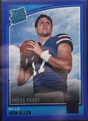 #ad #ad Josh Allen Rookie Card 2018 Panini Donruss BLUE SP Buffalo Bills RC Chaser Pack $6.99