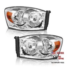 Headlight OE Replacement Clear Lens I Chrome Housing I Amber Reflector