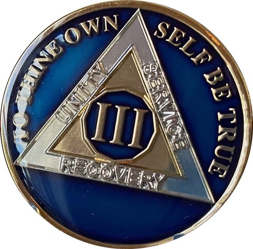 Ranger Industries 3 Year AA Medallion Metallic Midnight Blue Sobriety Chip... - Picture 1 of 5