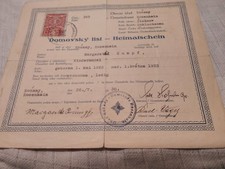 Alter Heimatschein Domovsky  Kindermädel -Gemeinde Rosenhain 1938
