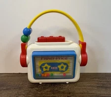 Vintage Fisher-Price Cassette Tape Player 5” Rattle Toy 1992 Baby Infant Walkman