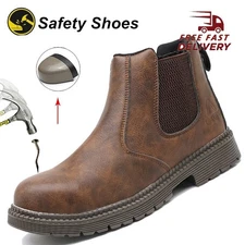 Mens Steel Toe Work Boots Anti-smash Anti-Puncture Shoes Welding/Construction US