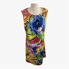 Peach Velvet Abstract Multicolor Dress Size 16
