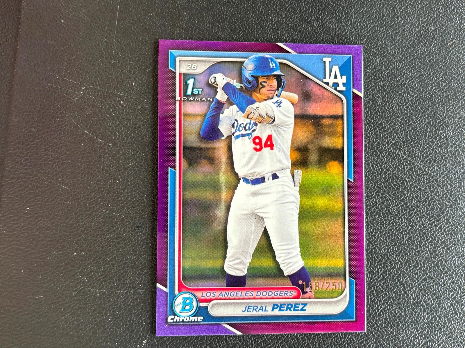 Jeral Perez 2024 Bowman Chrome 1st Purple Refractor RC Dodgers 158/250 E99
