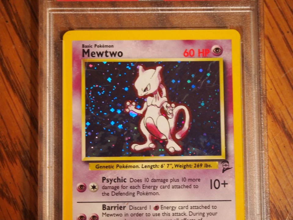 Pokemon 2000 Base 2 Mewtwo rare foil card, PSA 8 w/ swirl - Image 3 of 4