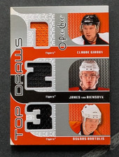 Claude Giroux James Van Riemsdyk Bartulis Triple Jersey - 2010-11 OPC Flyers (C)