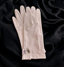 Vintage Lord  Taylor Women's Silk Lined Ivory Leather Dress Gloves Size 7 New