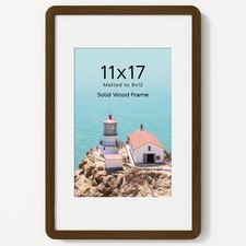 11x17 Picture Frame, Solid Walnut Wood Photo Frame with Mat for 8x12, Poster ...