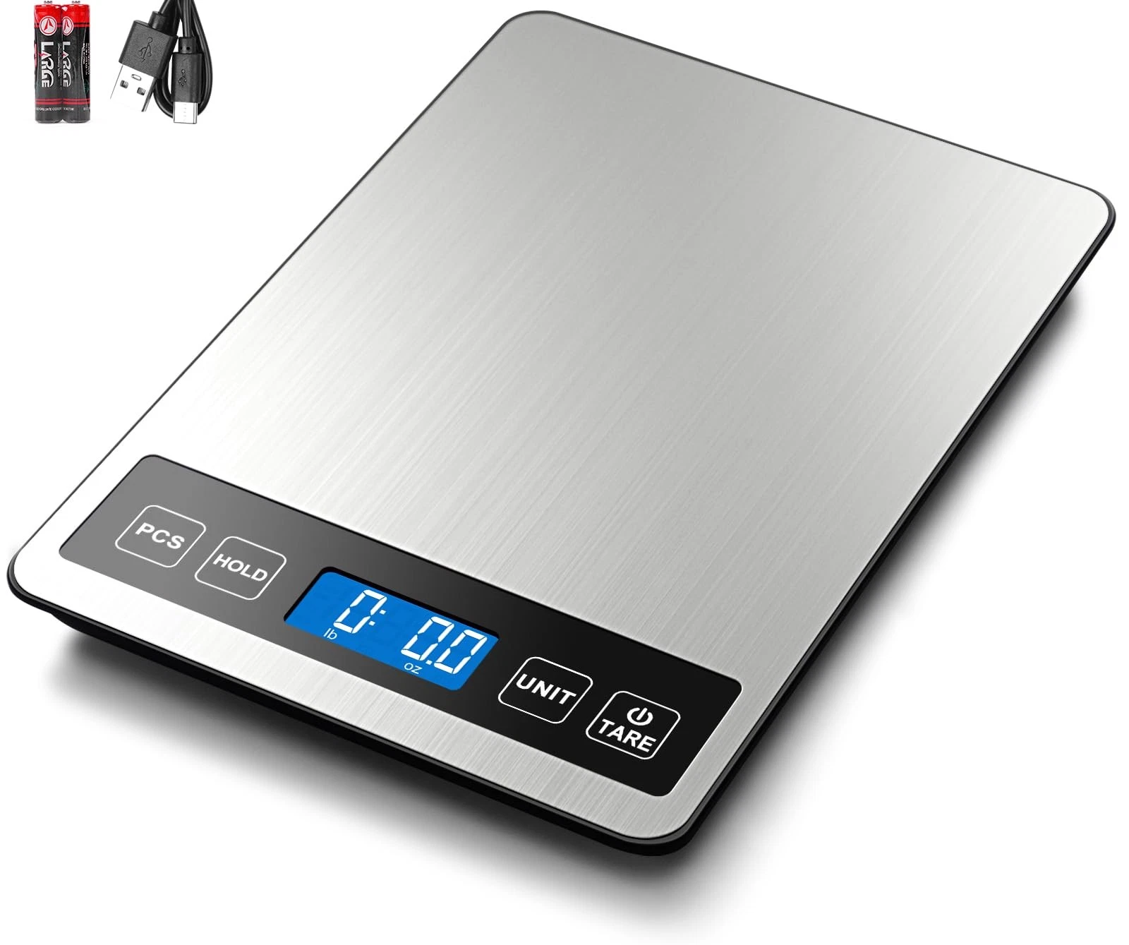 Food Scale, 1g/0.1oz Digital Kitchen Scale - 22lb, 7 Units, Tare & PCS, Recha...