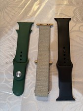 3-Pack Apple Watch Bands 42/44/45/46/49mm - Green  Black Silicone  Gray Nylon