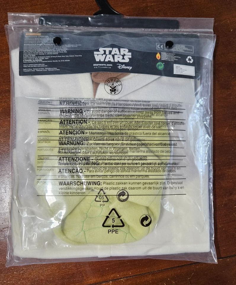 FATO ADORÁVEL STAR WARS YODA CRIANÇA 24 meses nova com etiquetas - Imagem 3 de 3