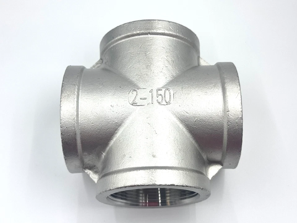 STAINLESS STEEL 4 WAY 2" NPT PIPE CROSS UNION HEAVY DUTY CAST CLASS 150 - Image 2 of 4