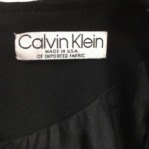Vintage Calvin Klein 90s Made in USA Black Silk Wool Long Sleeves Dress Size S - Bild 5 von 12