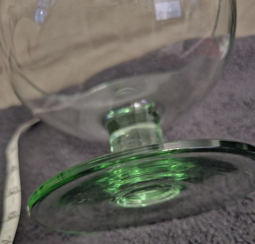 Vintage Green Glass Pedestal Footed Bowl Wedding DecorPlant Trifle Cocktail Bar - Picture 11 of 15