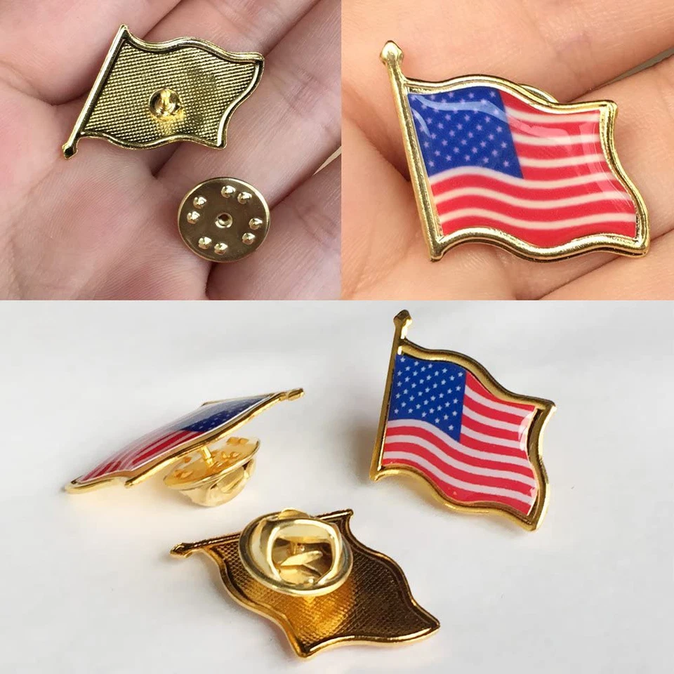Lote de 20-500 PINES SOLAPA BANDERA AMERICANA Estados Unidos Sombrero EE. UU. Corbata Tack Insignia Prendedor Foto 3 de 4