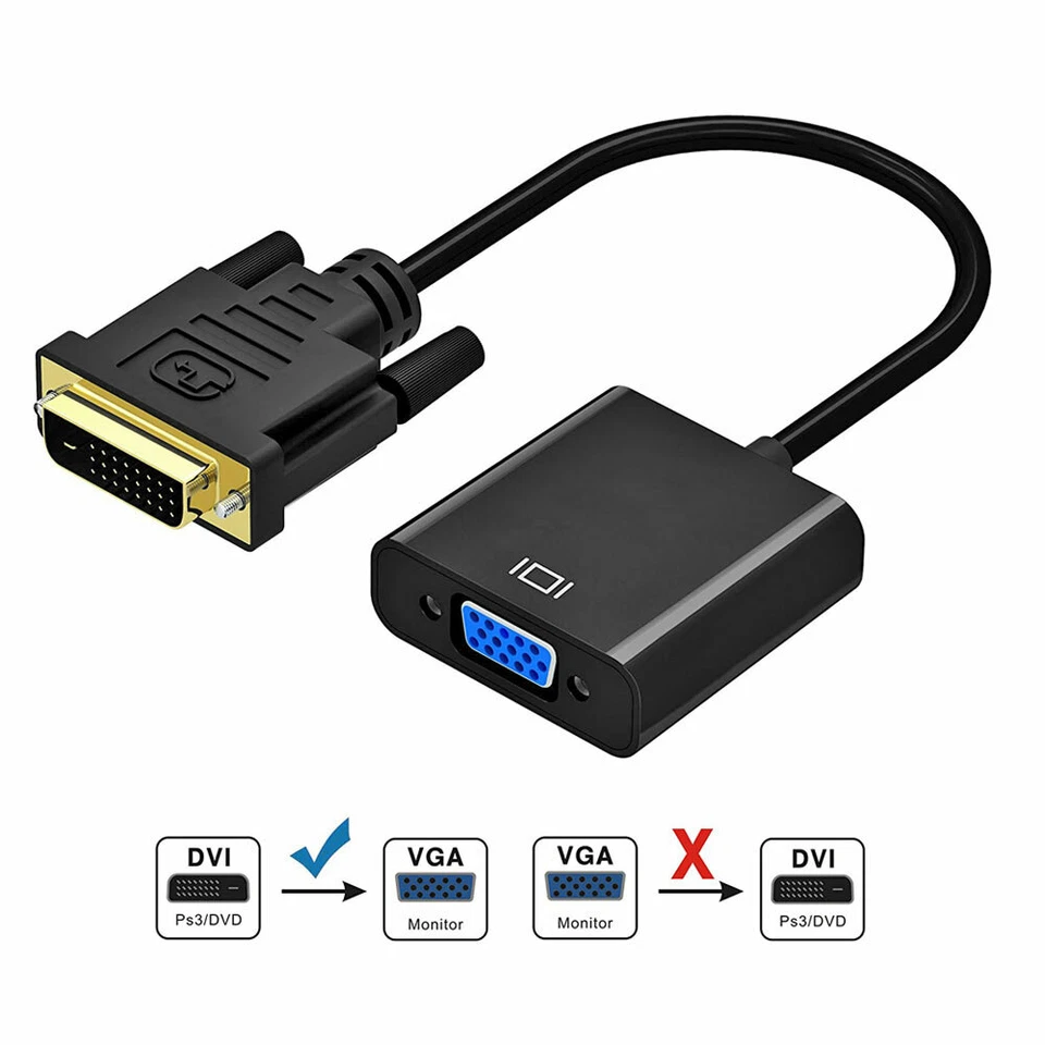 DVI Stecker VGA Buchse Adapter Digital Analog Konverter Kabel DVI-D 24+1 Stecker - Bild 2 von 4