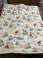 Baby Quilt 30 X37 Pinwheels On 1side Children Ducks And Flowers On Other