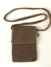 The Sak Crossbody Mocha Knit 5” X 8” Zipper Top 18” Drop EUC