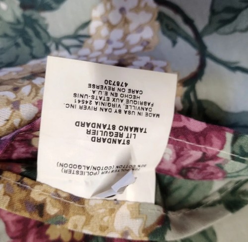 2 Dan River Ruffled Standard Pillow Shams Shabby Cottage Green Multi Floral Vtg - Picture 9 of 9
