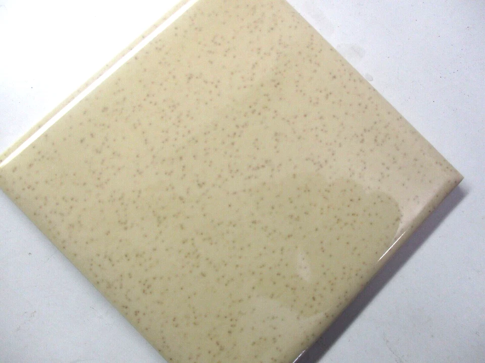 1 Wall Tile Mosaic USA 4-3/8" Gloss Brown Specks on Beige Ceramic 1950 Retro Vtg - Image 3 of 4