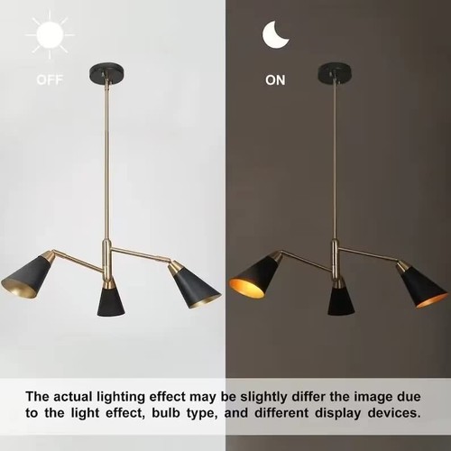 Nauticaz 3 Holder Mid Century Chandelier - Brass Ceiling Sputnik Chandelier Desi - Picture 2 of 3