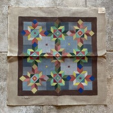 Vintage Patchwork Colorful Quilt Design Hand Painted Needlepoint Canvas Unworked