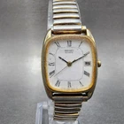 Seiko Watch Women 21mm White Dial Gold Tone Date 2a22-5080 New Battery READ!!!!!