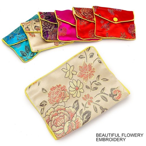 12pcs-Pak Jewelry Silk Purse Pouch Chinese Zipper Gift pack - Picture 11 of 14