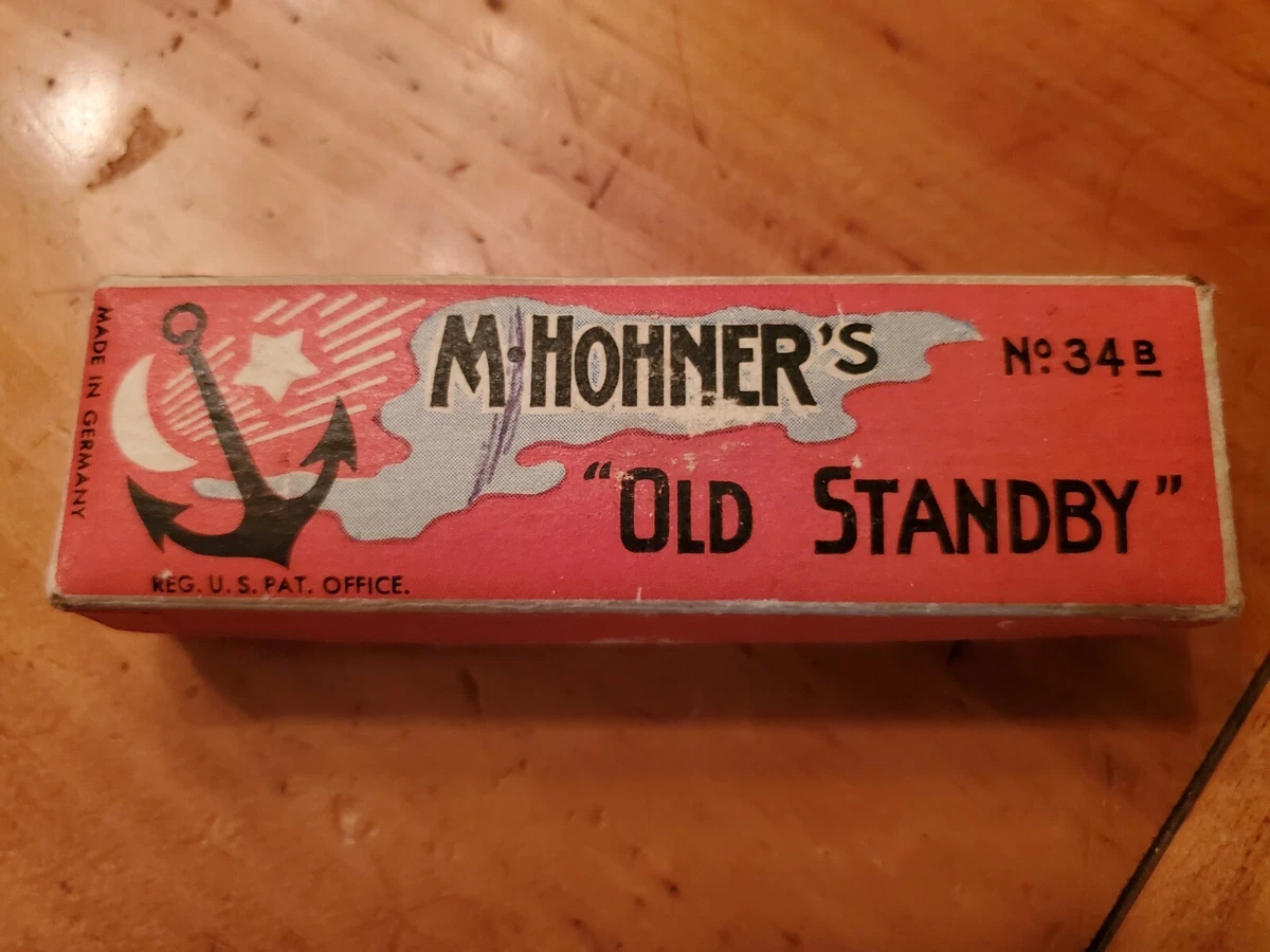 Vintage M. Hohner Old Standby No. 34B Harmonica Key of C In Original Box