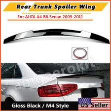 For 2009-2012 Audi A4 B8 S4 RS4 Rear Trunk Spoiler Wing Gloss Black M4 V Style