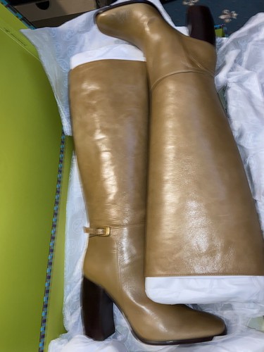 Tory Burch Banana Heel boot Uk 7.5 Curved Heel Buckle Book Wrinkle Calf Leather - Picture 3 of 6