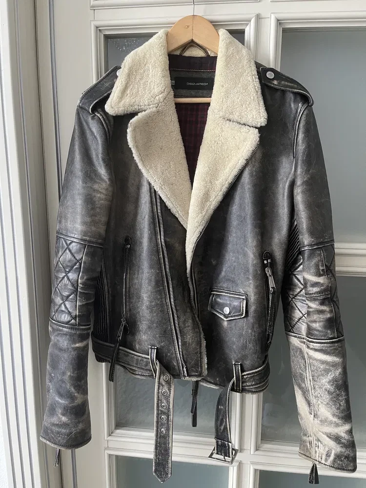 Leather shearling jacket