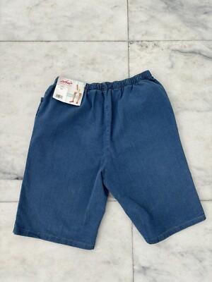 90s Vintage Chic Denim Bermuda Shorts Womens 18 Cotton Pull