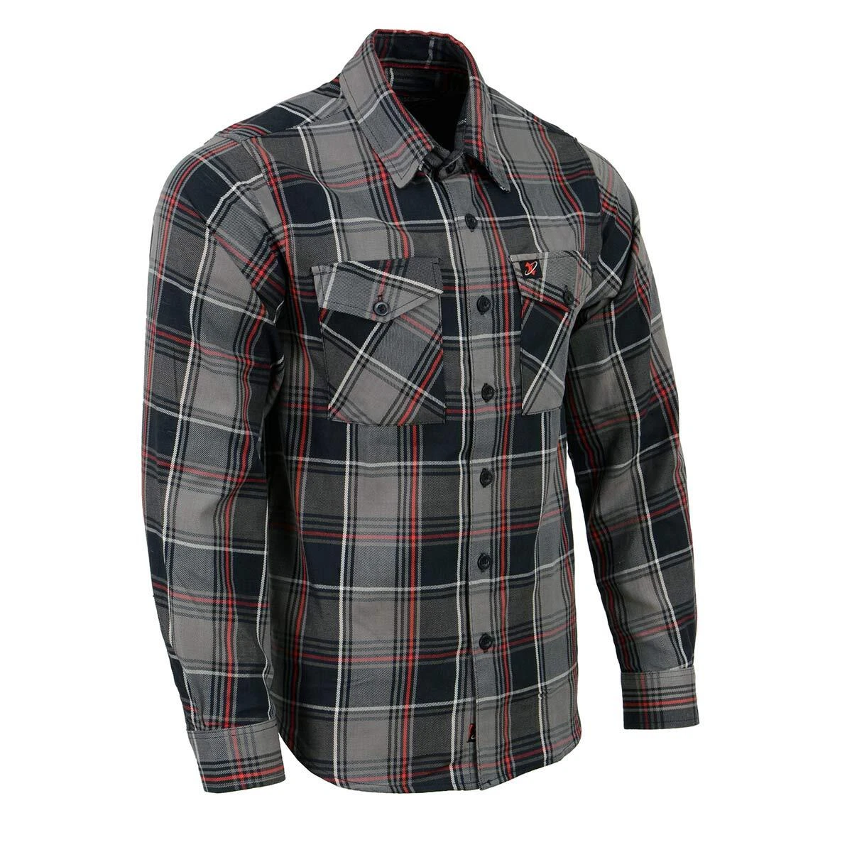 Milwaukee Leather 11658 Men's Black-Grey & Red Long Sleeve Cotton Flannel Shirt