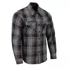 Milwaukee Leather 11658 Men's Black-Grey & Red Long Sleeve Cotton Flannel Shirt
