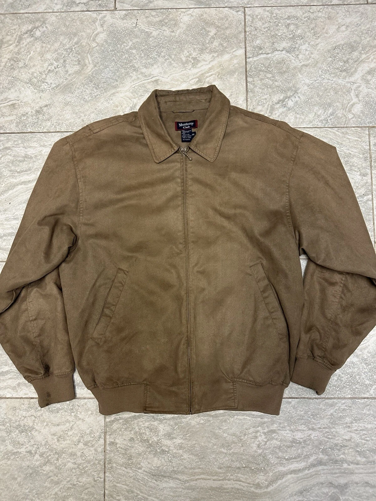Monterey Club Tan Polyester Microfiber Men's Lightweight Zip Jacket Size M